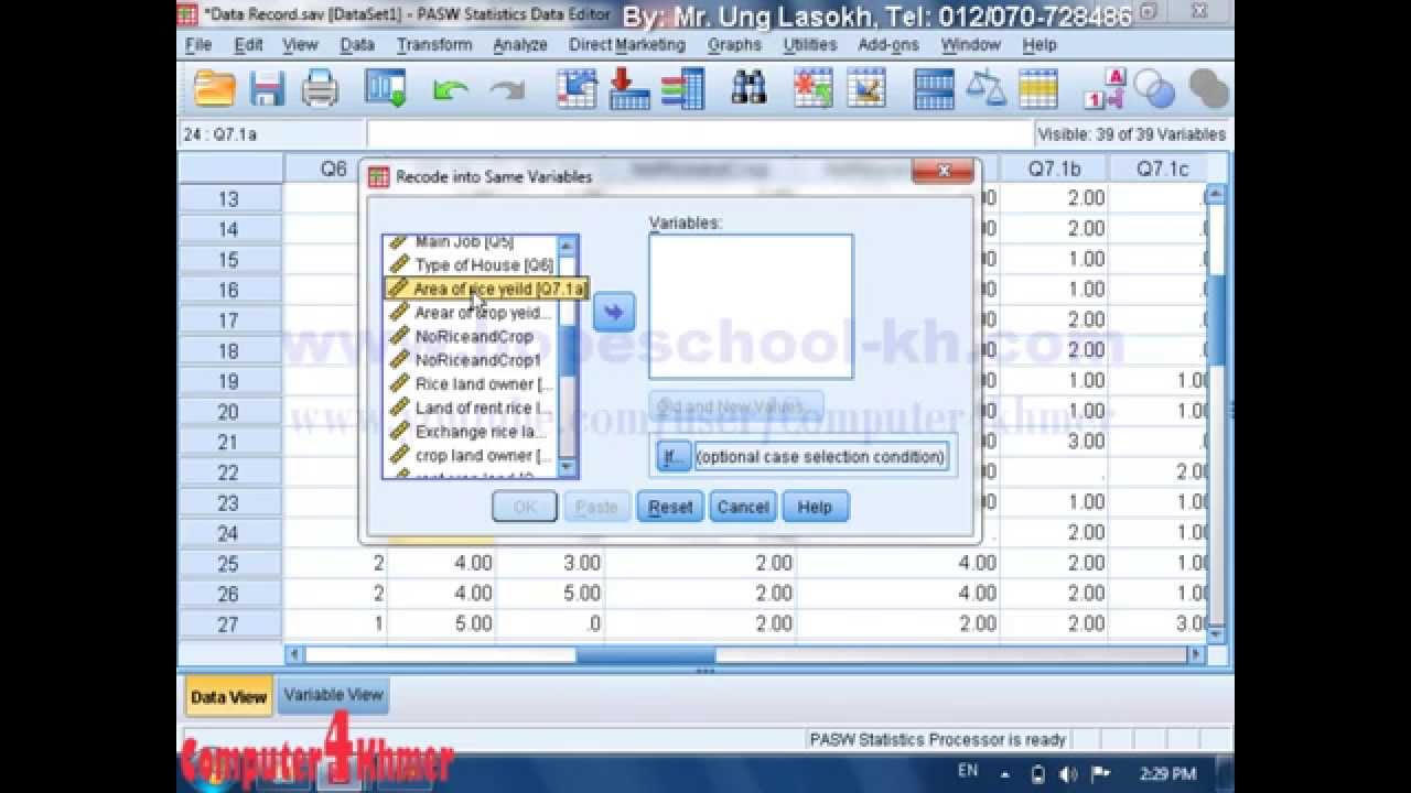 Recode into Same Variables for replace missing to zero