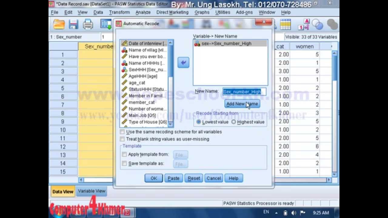 SPSS »​ Automatic Recode