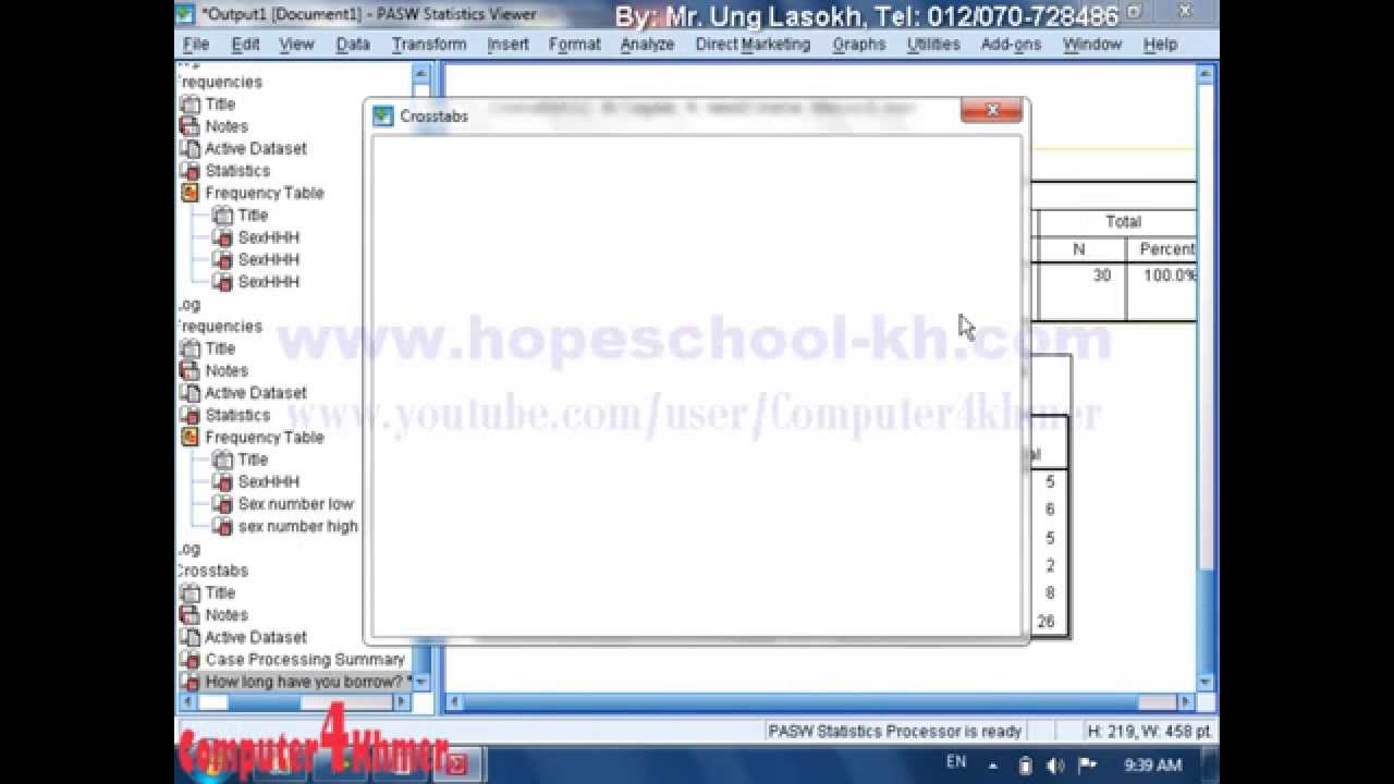 SPSS » Descriptive Statistics » Crosstab